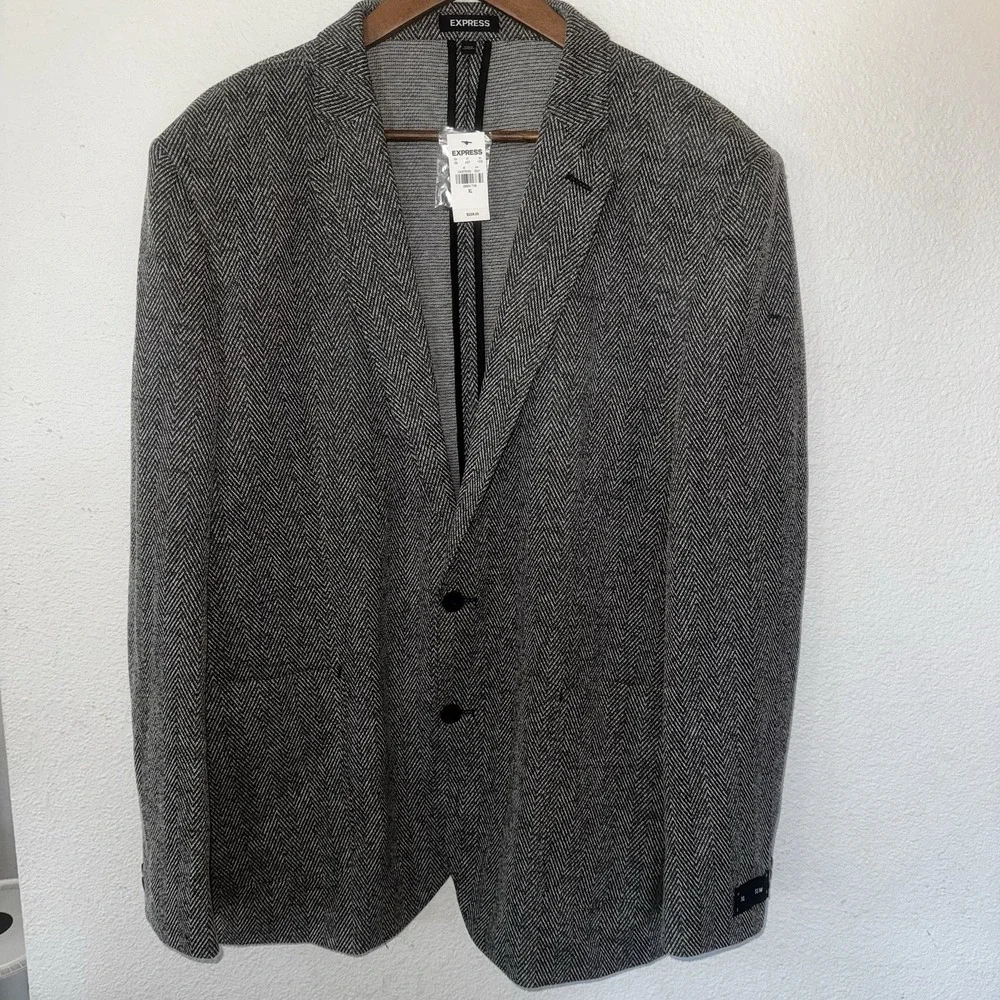NWT Express Men's Slim Blazer Herringbone‎ Tweed Sz. XL Retail: $228